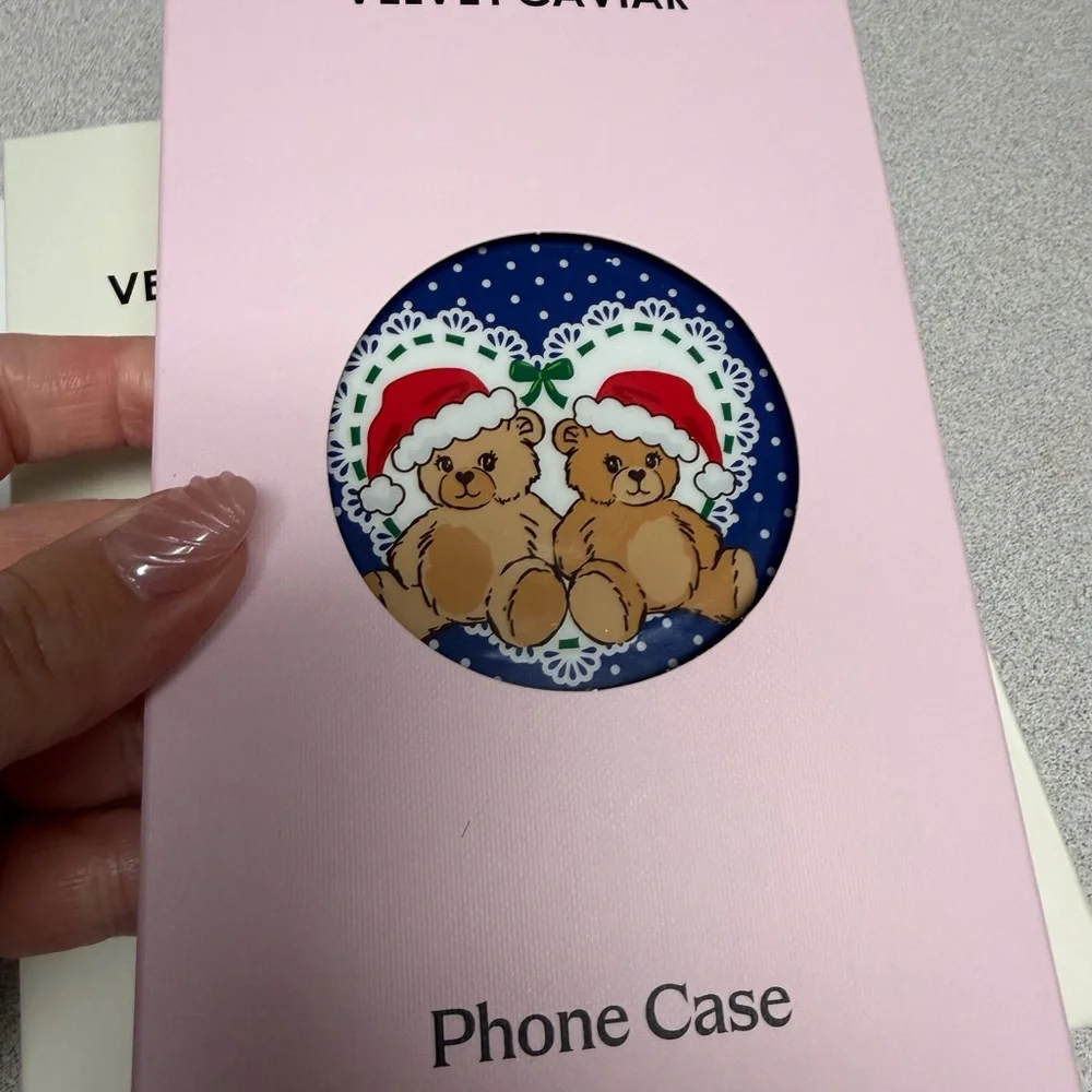 VELVET CAVIAR iPhone 16 like new Santa teddy polka dots blue case MAGSAFE